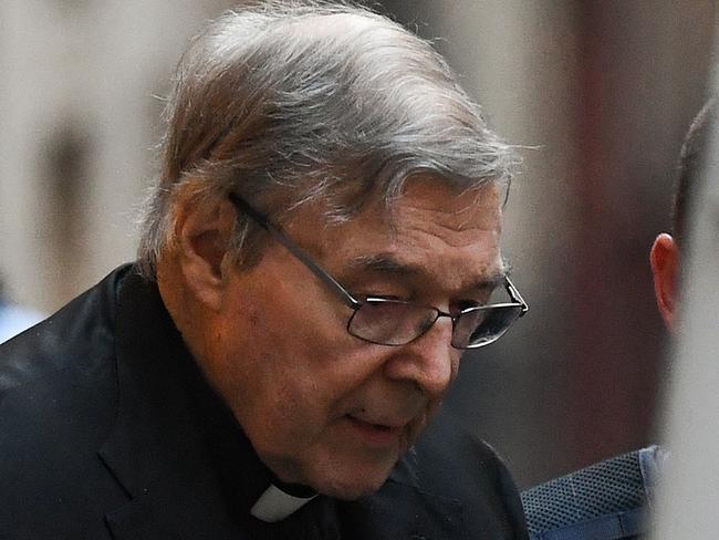 Cardinal George Pell leaves the Supreme Court of Victoria in Melbourne, Thursday, June 6, 2019. Pell is appealing his conviction for sexually abusing two boys in the 1990s. (AAP Image/Erik Anderson) NO ARCHIVING