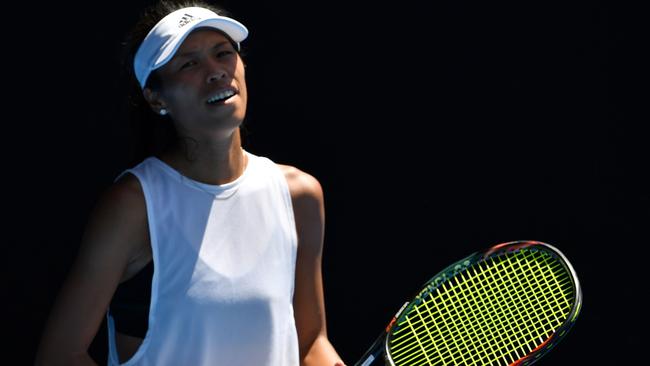 Hsieh Su-Wei kept everyone guessing in her post match interview. Picture: AFP Photo