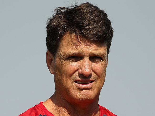 MELBOURNE, AUSTRALIA - FEBRUARY 19: Coach Paul Roos looks on after the Melbourne Demons AFL Intra-Club match at Casey Fields on February 19, 2015 in Melbourne, Australia. (Photo by Robert Prezioso/Getty Images)