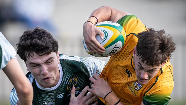 Sean Weir tackled during the opening match. Picture: Julian Andrews