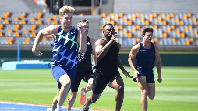 Ashley Moloney Mens 100m open Queensland athletic state titles. Saturday March 13, 2021. Picture, John Gass