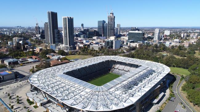 Western Sydney will benefit from a $5 billion facelift fund in Westinvest. Parramatta CBD and stadium pictured from the air. . Picture: NCA NewsWire / Damian Shaw