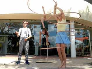 Taj Murphy, Ellie Marks and Gaby Lee are part of the Flying Fruit Fly Circus which appears at the Pilbeam Theatre in Rockhampton Wednesday night. Picture: Jann Houley