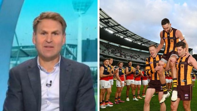 Kane Cornes erupts on the Adelaide Crows. Photos: Channel 9/Getty Images