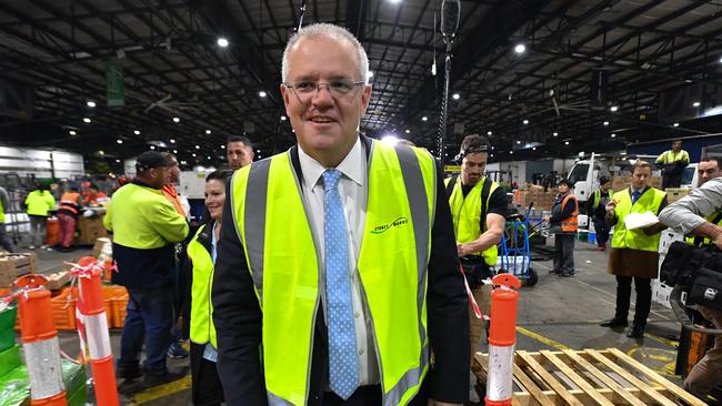 Scott Morrison visits Flemington markets in Sydney. Picture: AAP.