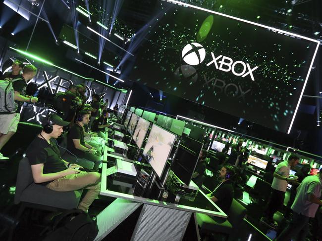 Gamers interact with newly-announced games and experiences at Xbox E3 2018 Showcase in Los Angeles on Sunday, June 10, 2018. Picture: Casey Rodgers