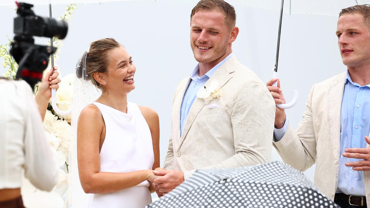 The got married in a waterfront park in Sydney’s Watsons Bay surrounded by close friends and family. Picture: Matrix Media Group