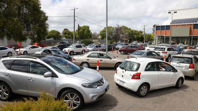 People line up for hours for a test. Picture: Ian Currie