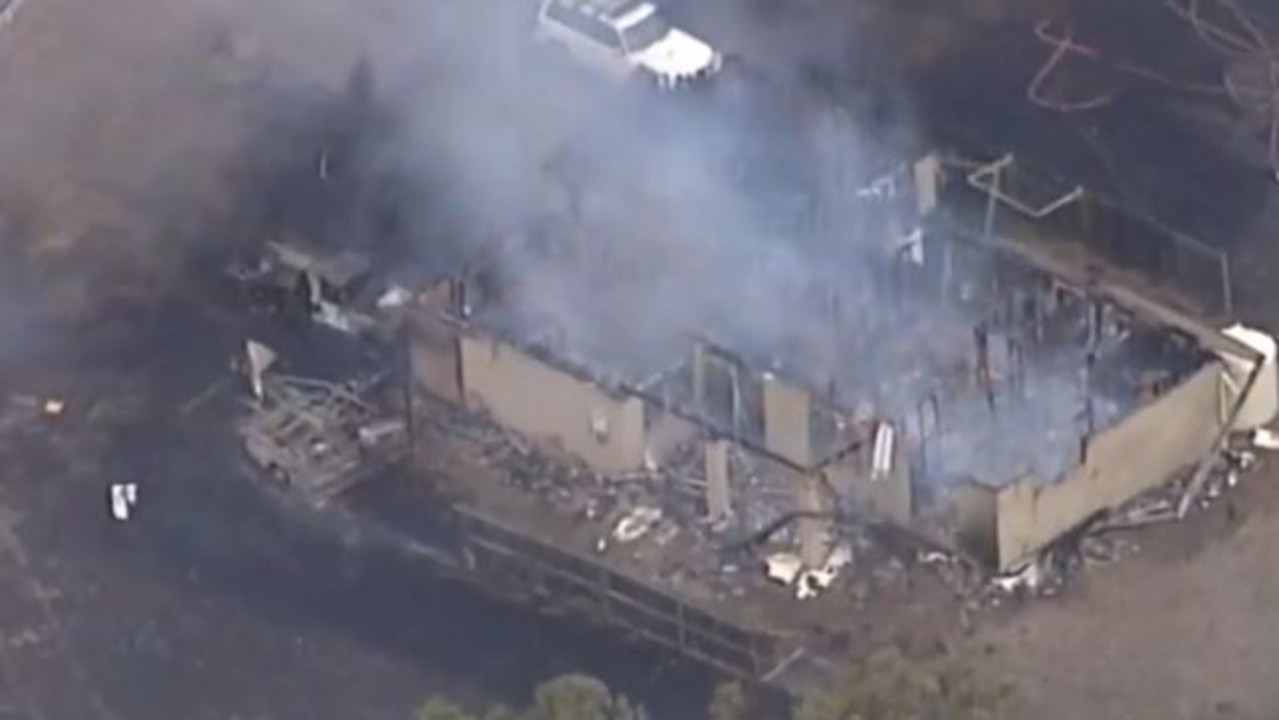 A bushfire rages towards Laidley. One home has already been destroyed. Photo courtesy of 7 News.