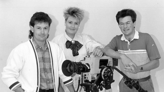 1 February 1987 – TasTV "KTV" children's program team Tony Fox, Leisl Millhouse and Danny Milos. Station is now WIN TV.