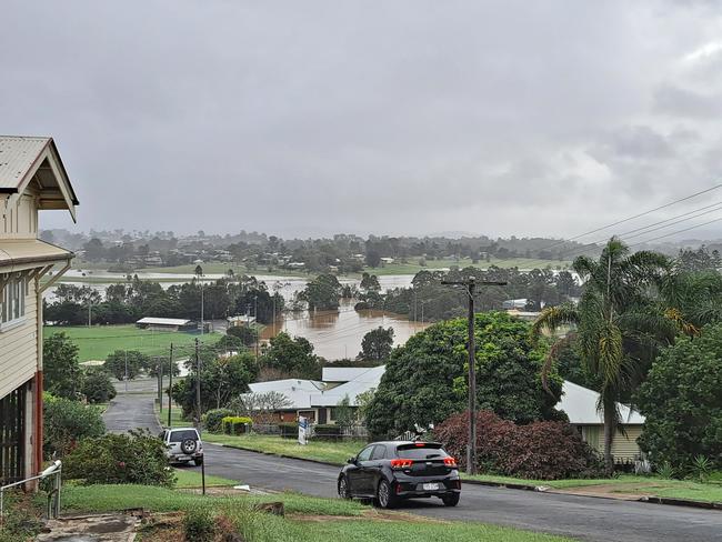 The view of flooding from a hill in Gympie