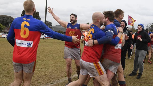 Fairpank celebrates its first flag since 1995, in 2019. Picture: Andy Brownbill