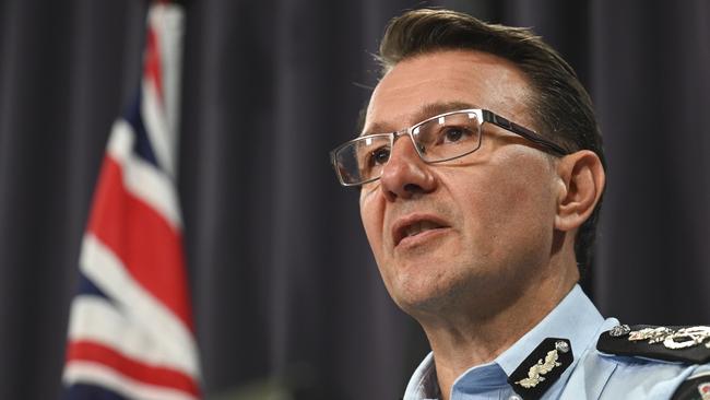 AFP Commissioner Reece Kershaw said he has appealed to social media companies to improve children’s safety online. Picture: NCA NewsWire/Martin Ollman