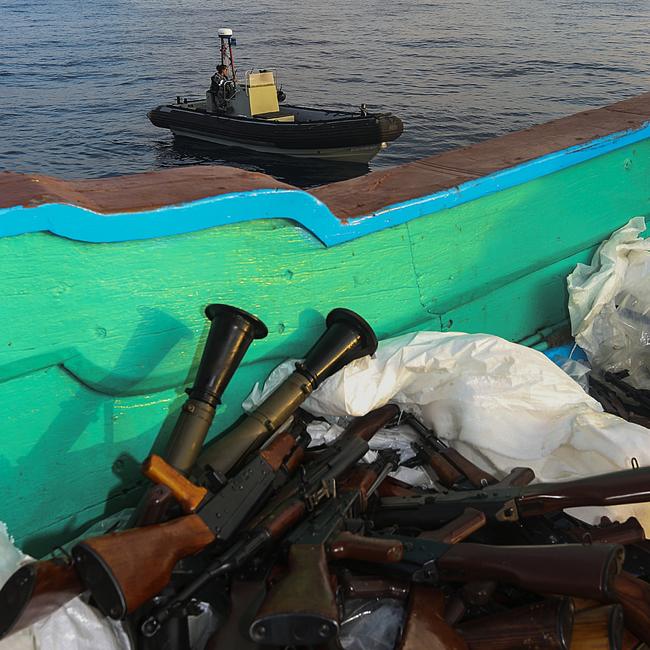 Rocket launchers seized by the boarding party from HMAS Darwin, under Operation Manitou in 2016. Picture: Supplied