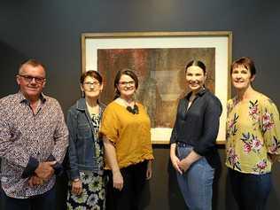 OVERFLOW I: Friends of the Gallery Russell Stewart, Anni Bastin-Byrne, Tracey Siddins, Michelle Black, and Bronwyn Hoch with the donated piece. Picture: contributed