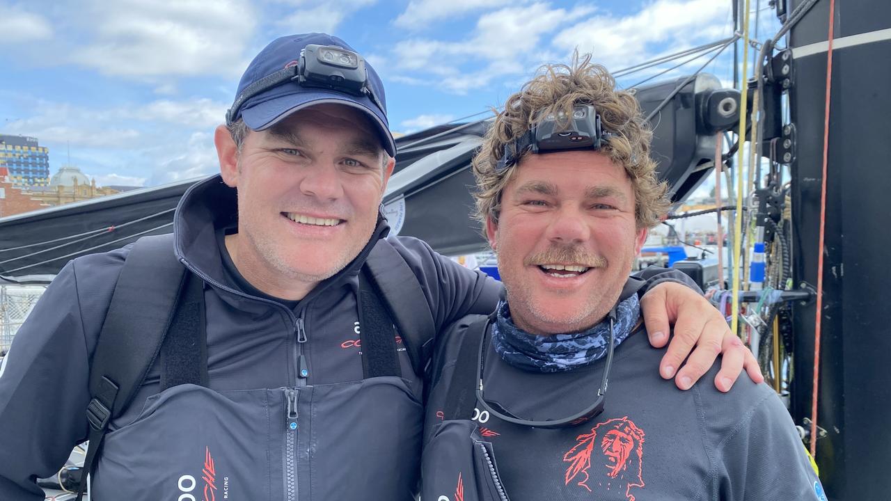 Dean brothers, Peter and Nathan, crewmates aboard the Sydney-Hobart runner-up Comanche. Picture James Bresnehan