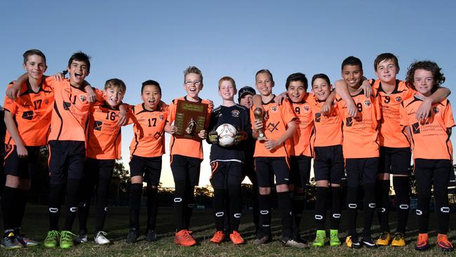 The Kemps Creek United Soccer Club under-12 division one team has been nominated for the Young Sporting Spirit Team award. Picture: Simon Bullard