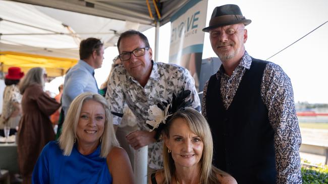 Melissa Raffills, Mick Lovett, Treena and Martin Muller at the Gympie Muster Races. Saturday, August 19,. 2023. Picture: Christine Schindler