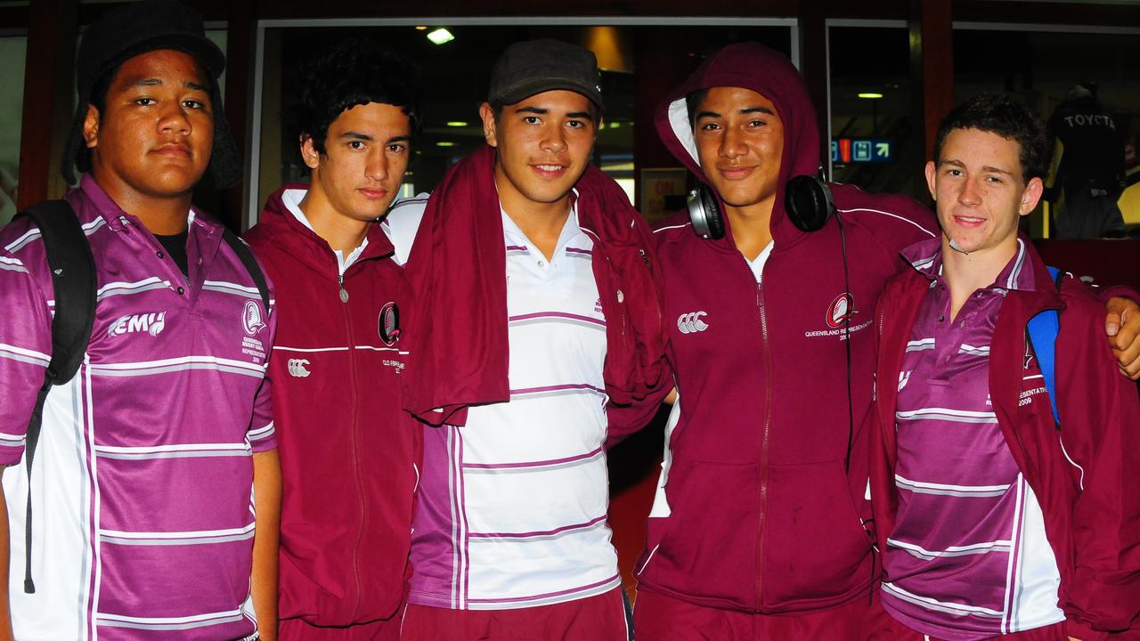 (L-R) Francis Veukiso, Luke Abdul-Rahman, Christopher Grevsmuhl, Jason Taumalolo and Sam Foster all played for the Queensland Under-16s team in 2009.