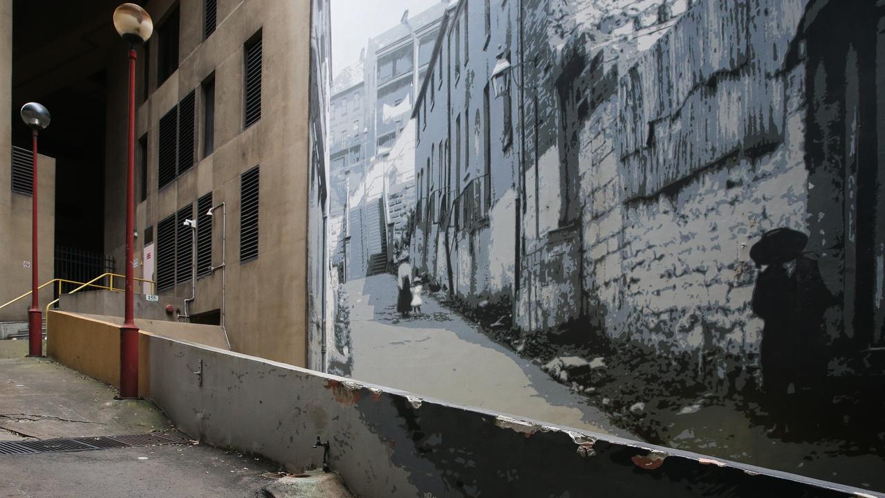 A general view of the mural in Brown Bear Lane in the Rocks in Sydney. Picture: Newswire/ Gaye Gerard