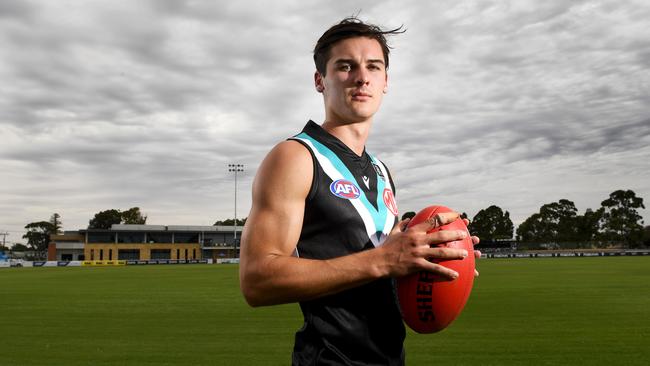 Connor Rozee, pictured at Alberton Oval last week, doesn’t expect to miss any games this year. Picture: Tricia Watkinson