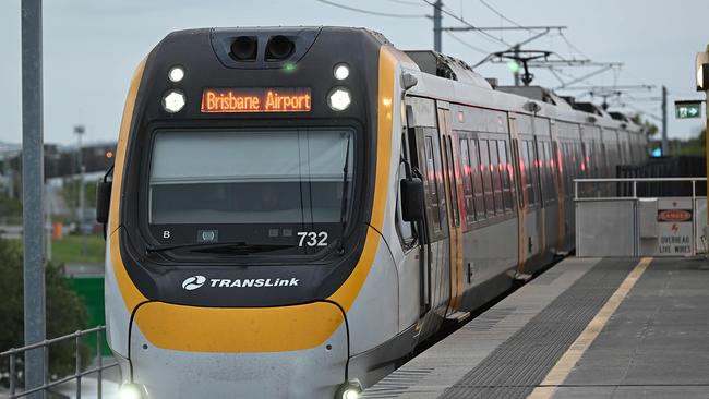 An Airtrain and passengers arrives at the domestic airport, Brisbane. pic: Lyndon Mechielsen/Courier Mail