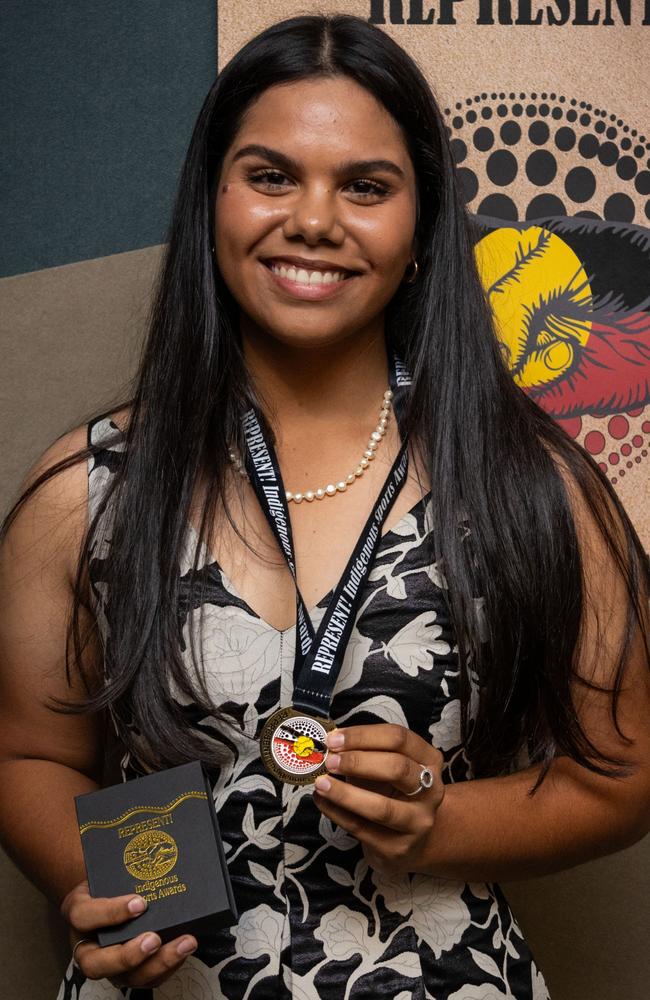 Lalwa May was named the junior sportswoman of the year at the 2023 NT Indigenous Sport Awards. Picture: Celina Whan