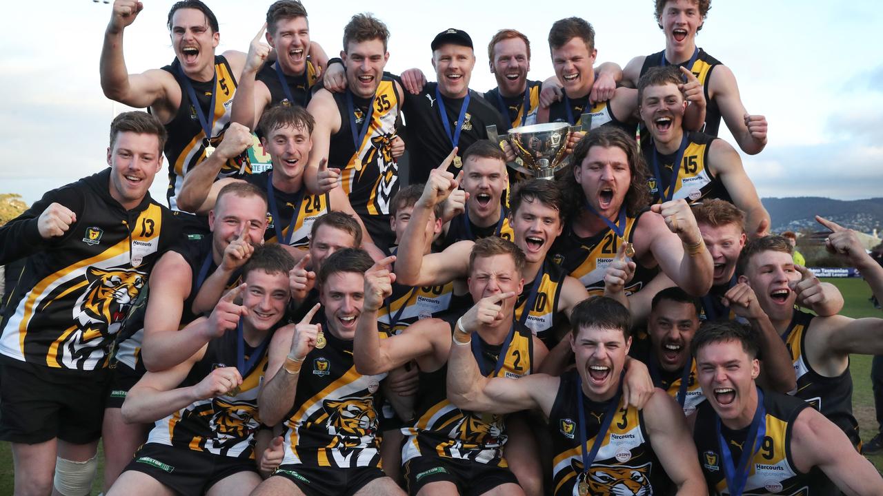 Tigers celebrate. TSL grand final Kingborough Tigers V North Launceston. Picture: Nikki Davis-Jones