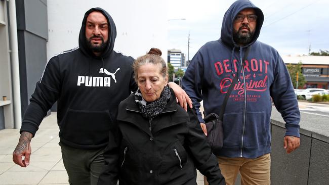 Rebecca Assie leaves Penrith Local Court escorted by family. Picture: Toby Zerna