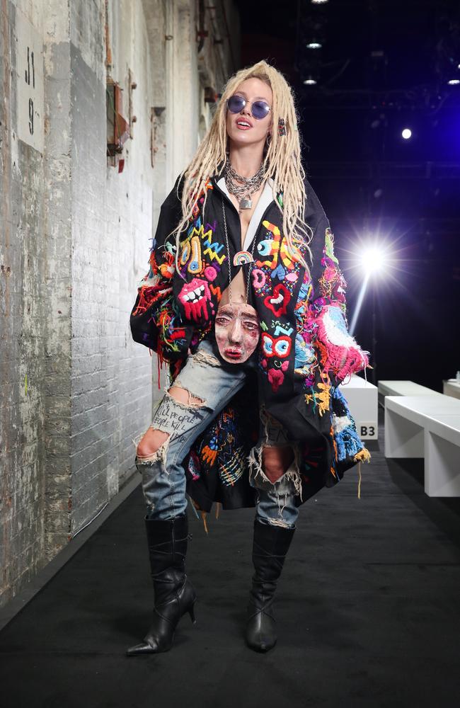 Imogen Anthony pictured at the 2019 Mercedes Benz Fashion Week Australia at Carriage Works. Picture: Richard Dobson