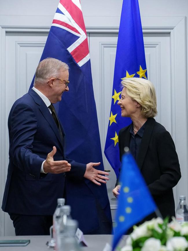 Anthony Albanese meeting with EU Commission President Ursula Vonderleyen earlier this week. Picture: Supplied