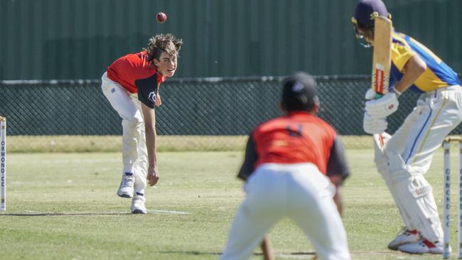 Cody Irving bowling for Moorabbin in the JG Craig Shield. Picture: Valeriu Campan