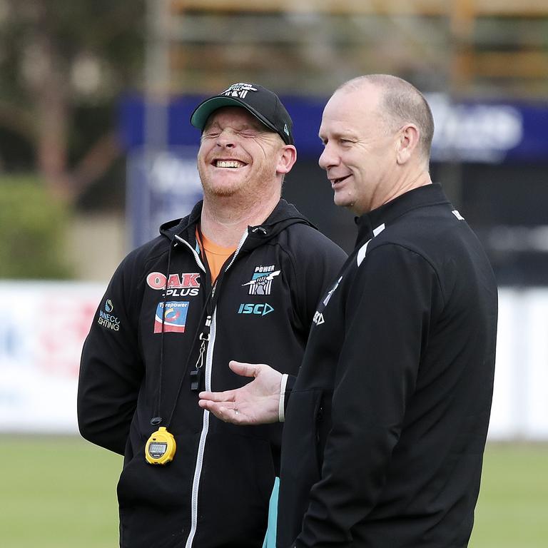 Michael Voss learned how to coach from Ken Hinkley at Port. Picture Sarah Reed