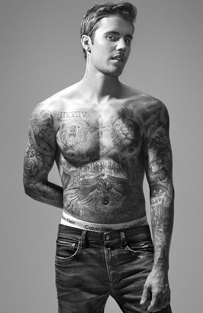 Men and women want Justin Bieber’s ‘Patience’ neck tattoo. Picture: @calvinklein/Instagram