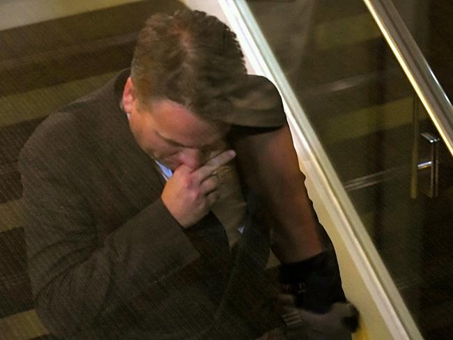 Jamie Briggs leaves after revealing he was stepping down from the frontbench. Pic: Roy VanDerVegt.