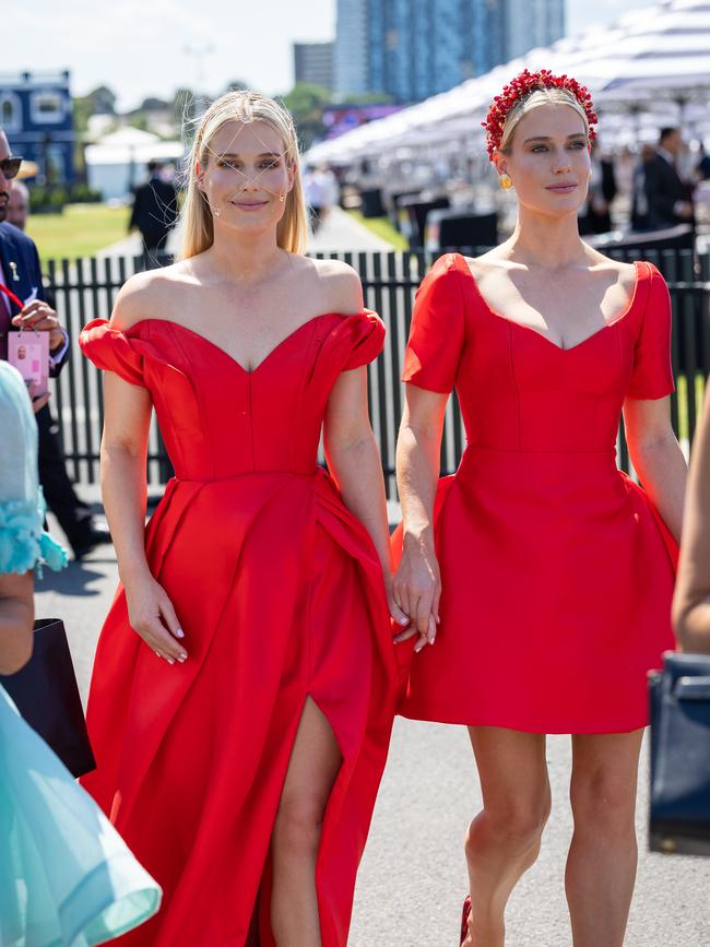 Lady Eliza Spencer, the late Princess Diana’s niece and Lady Amelia at Flemington last year. Picture: Jason Edwards