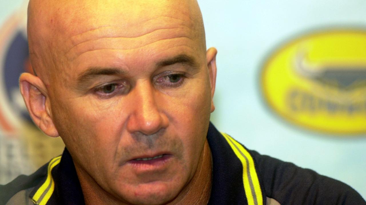 Murray Hurst at a press conference during his team as head coach of the North Queensland Cowboys. Photo: Stewart Mclean