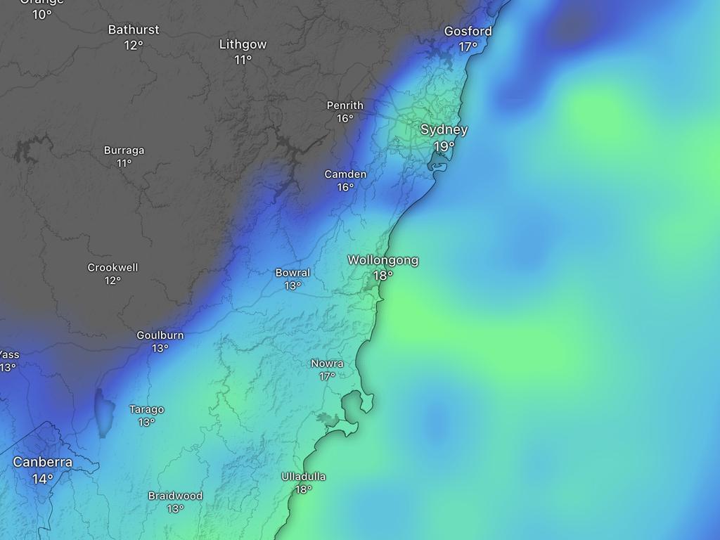 The rain is moving south and expected to last until Saturday. Picture: Windy