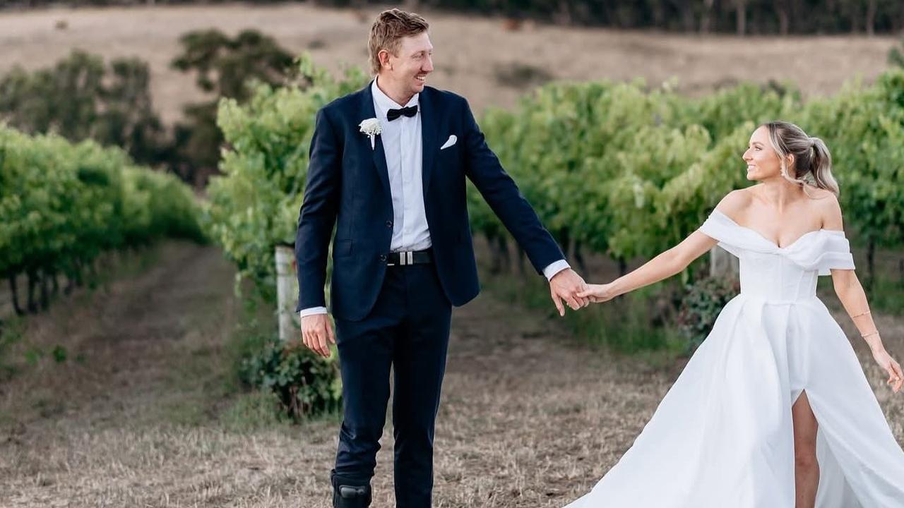 Kieran Strachan tied the knot with Suzie Cockroft at Anvers Winery. Picture: Instagram.