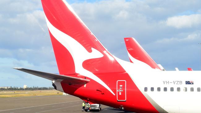 Mini Vegemite servings were out and compostable crop starch cutlery was in on what Qantas says was the world’s first zero-waste commercial flight. Picture: AAP Image/Bianca De Marchi.