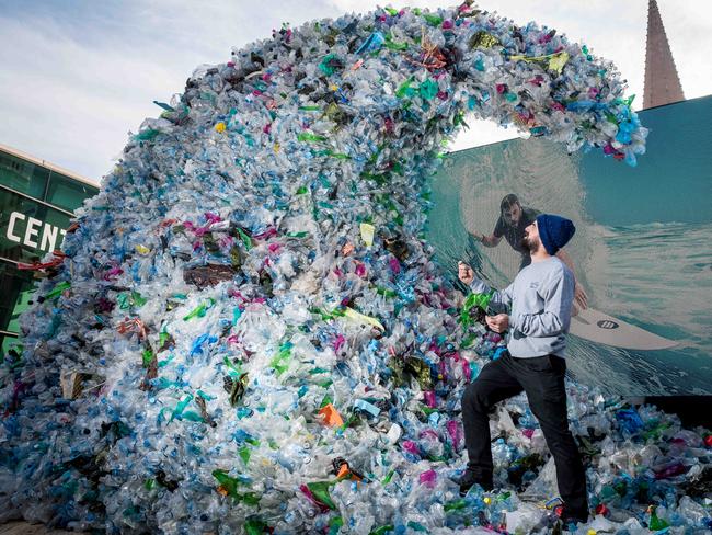 Bryan Scanlon puts the finishing touches on the Wave of Waste. Picture: Jake Nowakowski