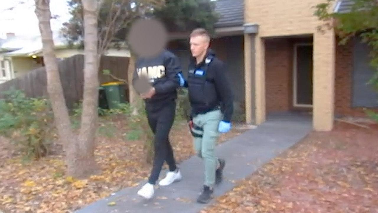 Moloney being arrested by police. Picture: Victoria Police