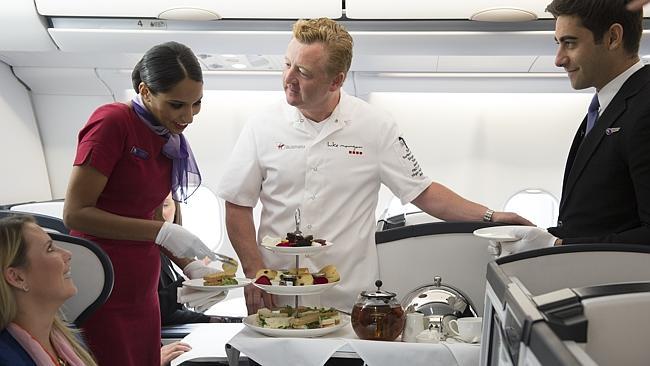 Virgin is adding to its in-flight food offerings which already include business class meals by Luke Mangan. Picture: Cameron ...