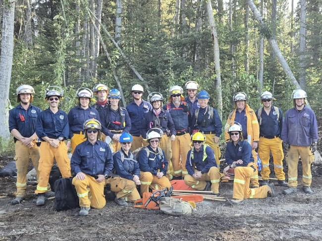 Sugarloaf Rural Fire Brigade volunteer firefighter Hugh Strong (back middle) has joined international forces to fight the Canadian wildfires in 2024. Photo: Hugh Strong