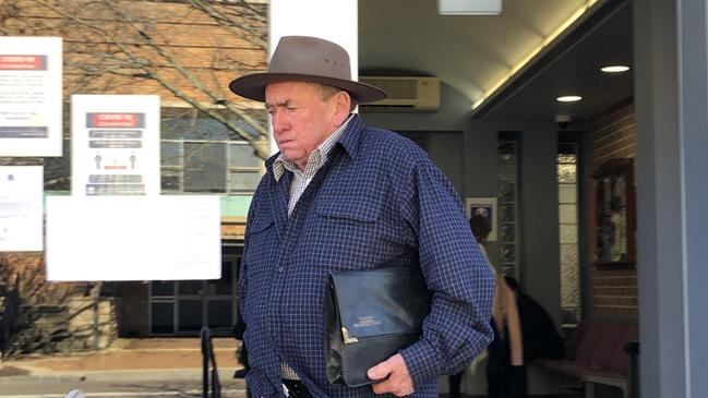 Gregory Jerome Neal, 74, of San Remo, leaving court where he was given a bond after pleading guilty to setting fire to property. Picture: Richard Noone