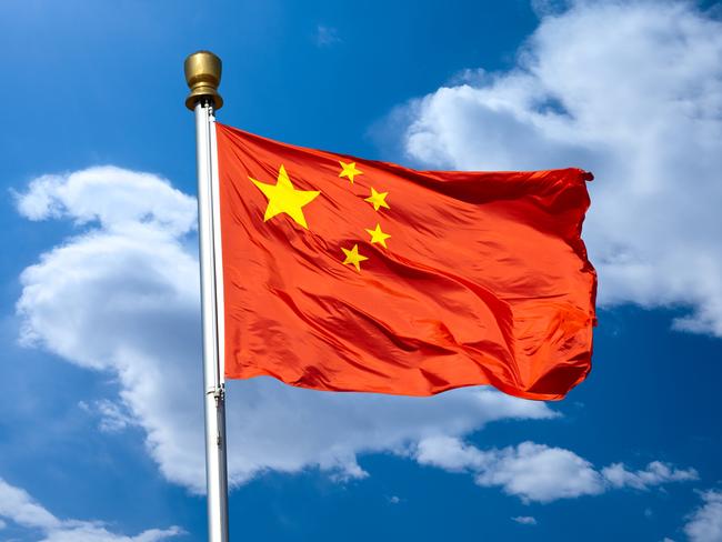 Chinese flag in beijing tiananmen square.