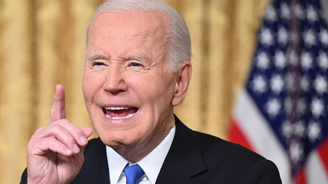 US President Joe Biden delivers his farewell address to the nation from the Oval Office of the White House in Washington, DC, on January 15, 2025. (Photo by Mandel NGAN / POOL / AFP)