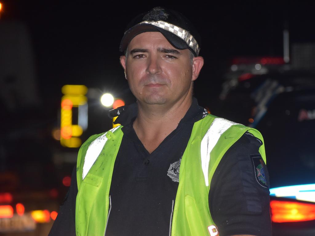 Mackay Forensic Crash Unit Investigator Senior Constable Michael Parker at the fatal Bruce Highway crash near Koumala. Picture: Lillian Watkins