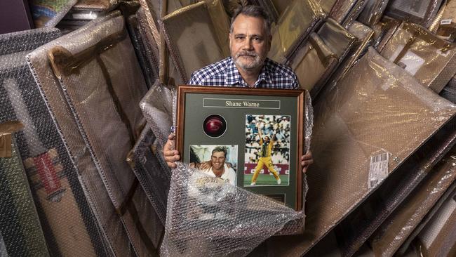 Ipswich City Council interim administrator Greg Chemello with memorabilia. Picture: Glenn Hunt