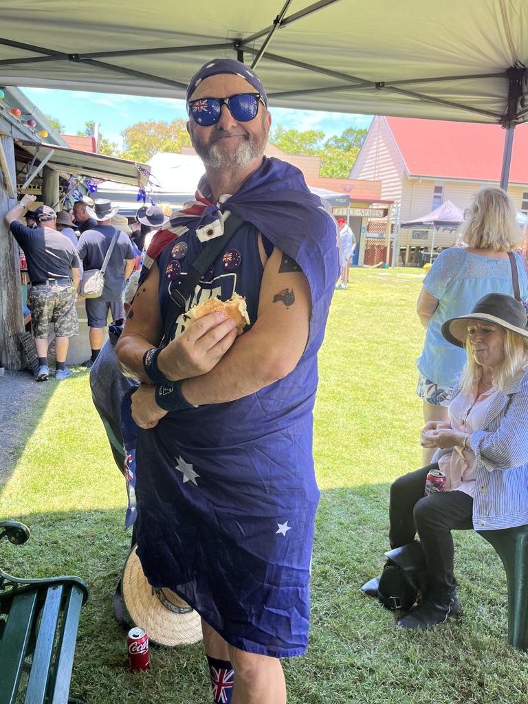 Gary Chappell having a ball on Australia Day at Hervey Bay Historical Village and Museum.